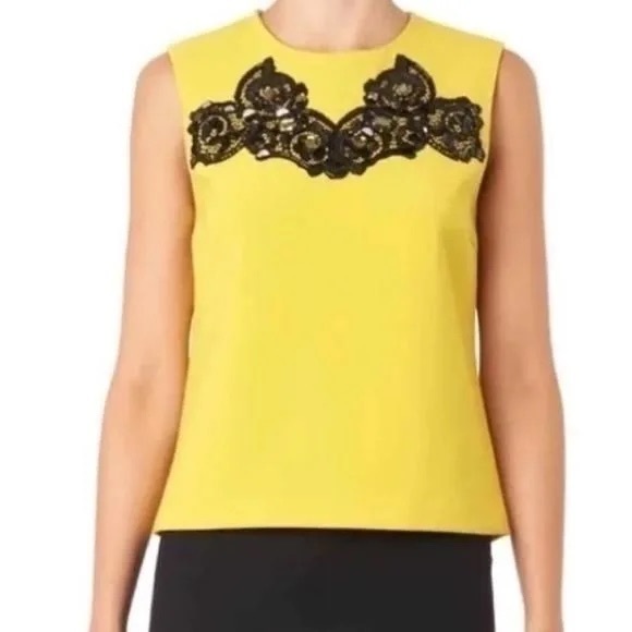Haut Diane Von Furstenberg – Modèle Betty – Bleu Topaze Avec Broderies Noires – Taille 10 – Neuf Avec étiquette